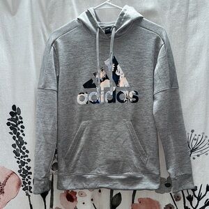 Adidas Women's Gray Hoodie with Floral Logo